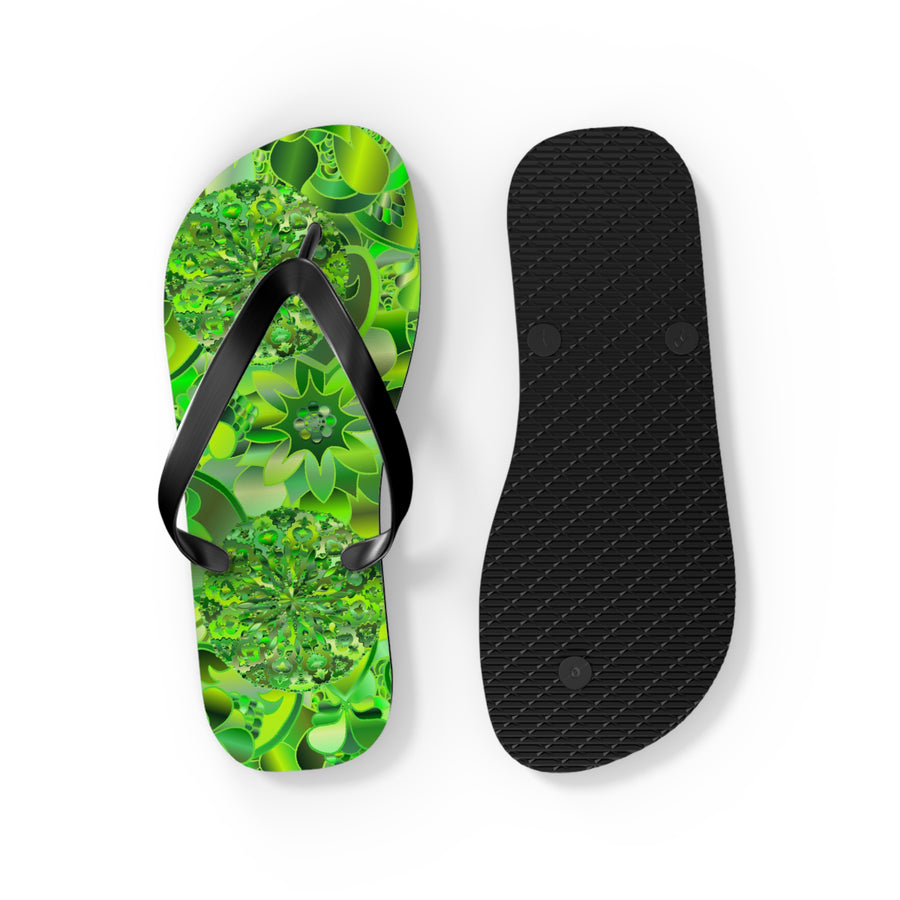 Infradito "Caleidoscopio Verde" – Sandali da Spiaggia Tropicali Floreali