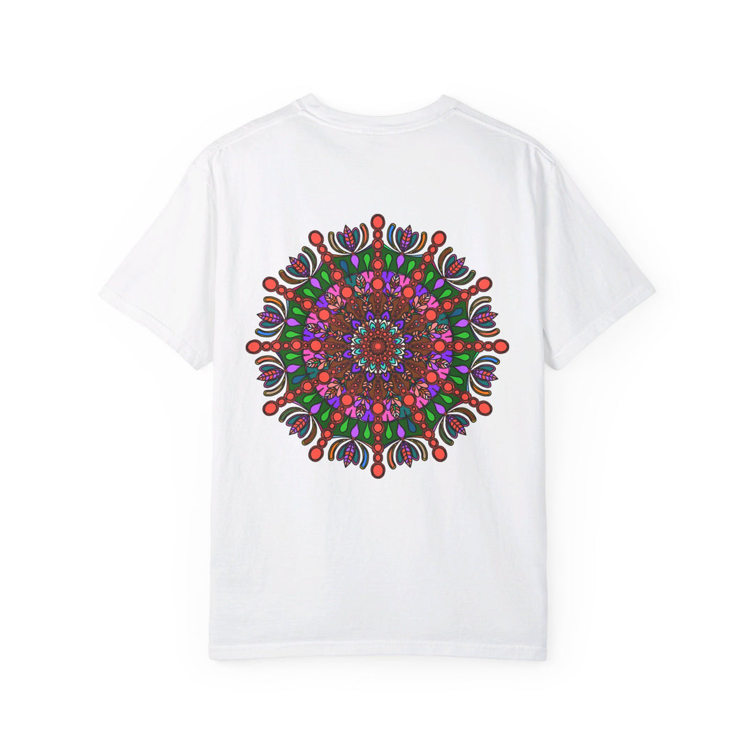 Unisex Mandala T-Shirt made of 100% Ring-Spun Cotton, featuring Hand-Drawn Mandala Art and Garment-Dyed for Extra Comfort