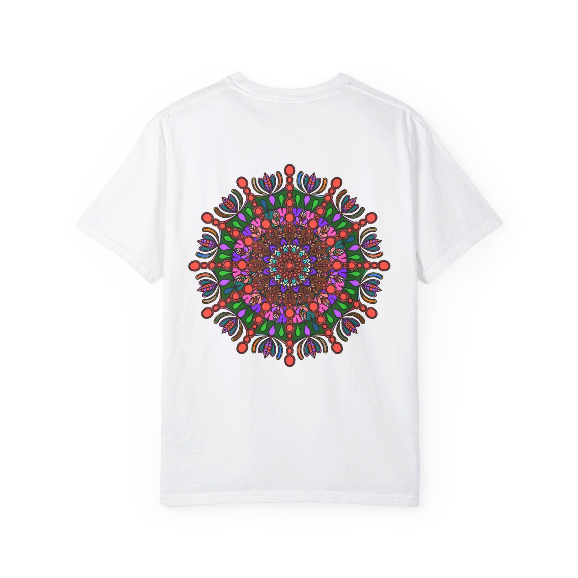 Unisex Mandala T-Shirt made of 100% Ring-Spun Cotton, featuring Hand-Drawn Mandala Art and Garment-Dyed for Extra Comfort