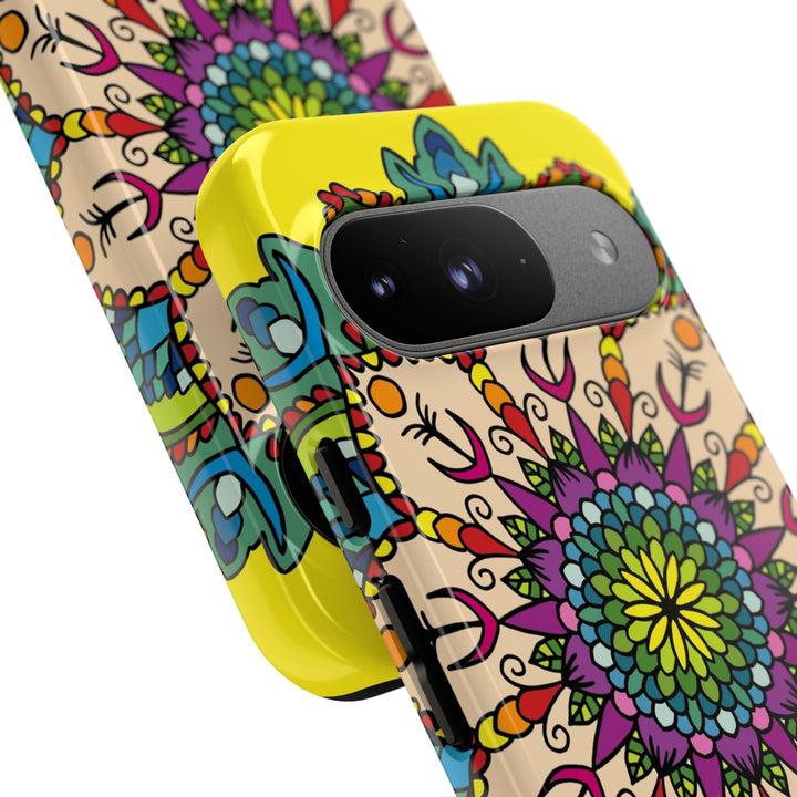 Intricate Floral Yellow Phone Case for Bold Protection and Style