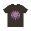 A black tee with a detailed and intricate floral mandala design