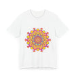 Beautiful floral mandala tee with vibrant colors and intricate design