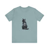 Black Cat Watercolor T-Shirt - Mystical Design: A stylish and artistic tee featuring a stunning watercolor depiction of a black cat, perfect for any cat lover or fan of mystical designs