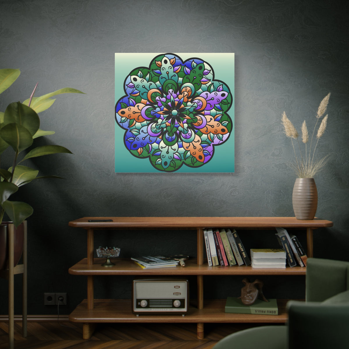 Floral Mandala Matte Canvas Print — Colorful Stretched Wall Art