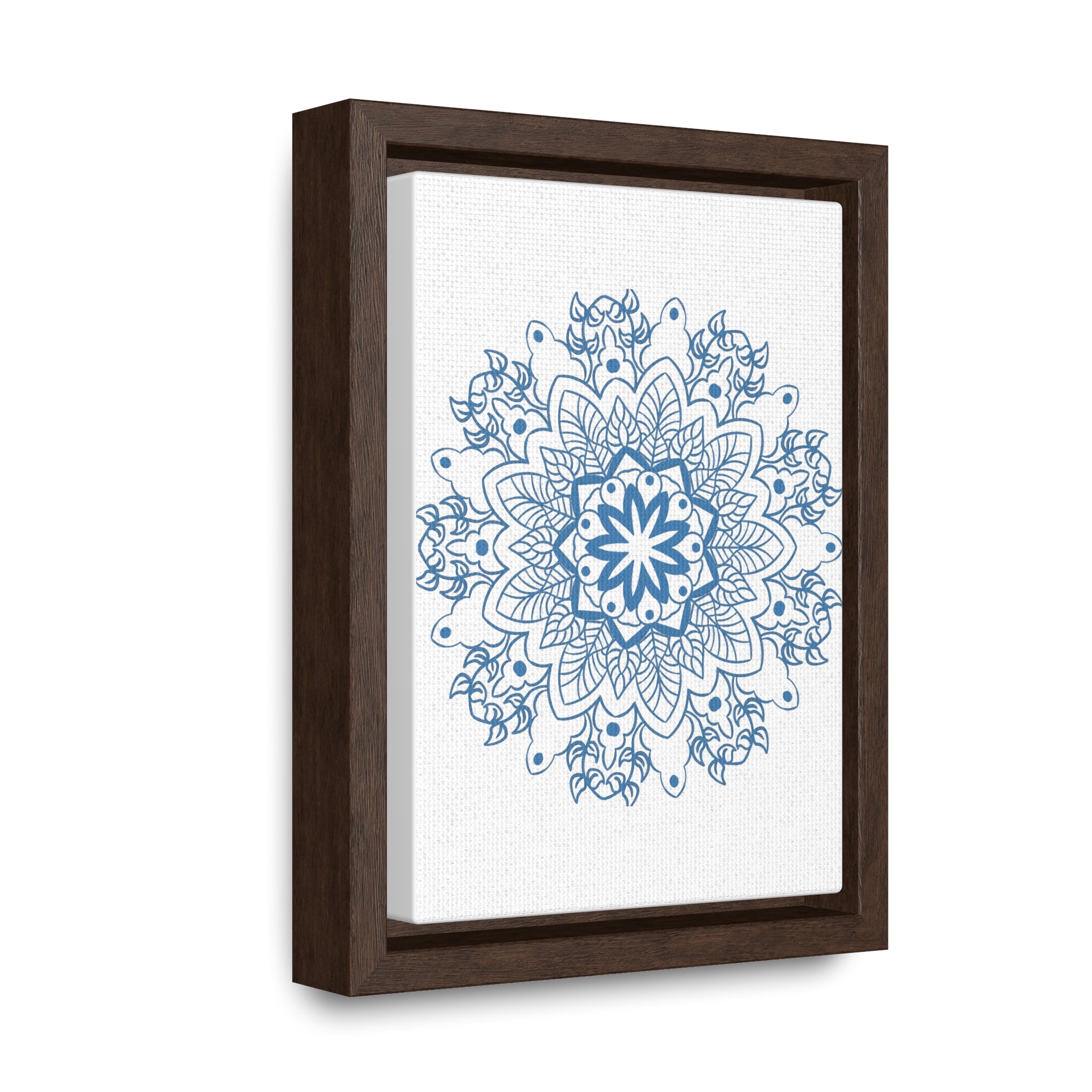 Handmade steel blue mandala design wall art on gallery canvas wrap