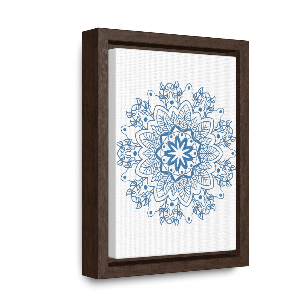 Handmade steel blue mandala design wall art on gallery canvas wrap