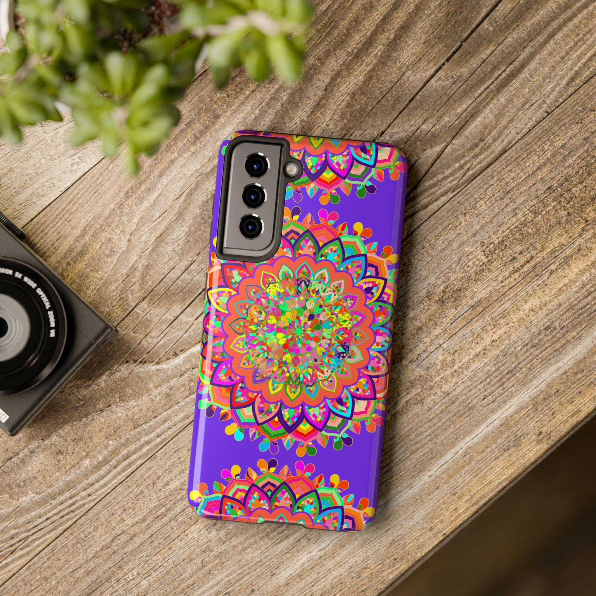 Beautiful hand drawn purple mandala art phone case for stylish protection