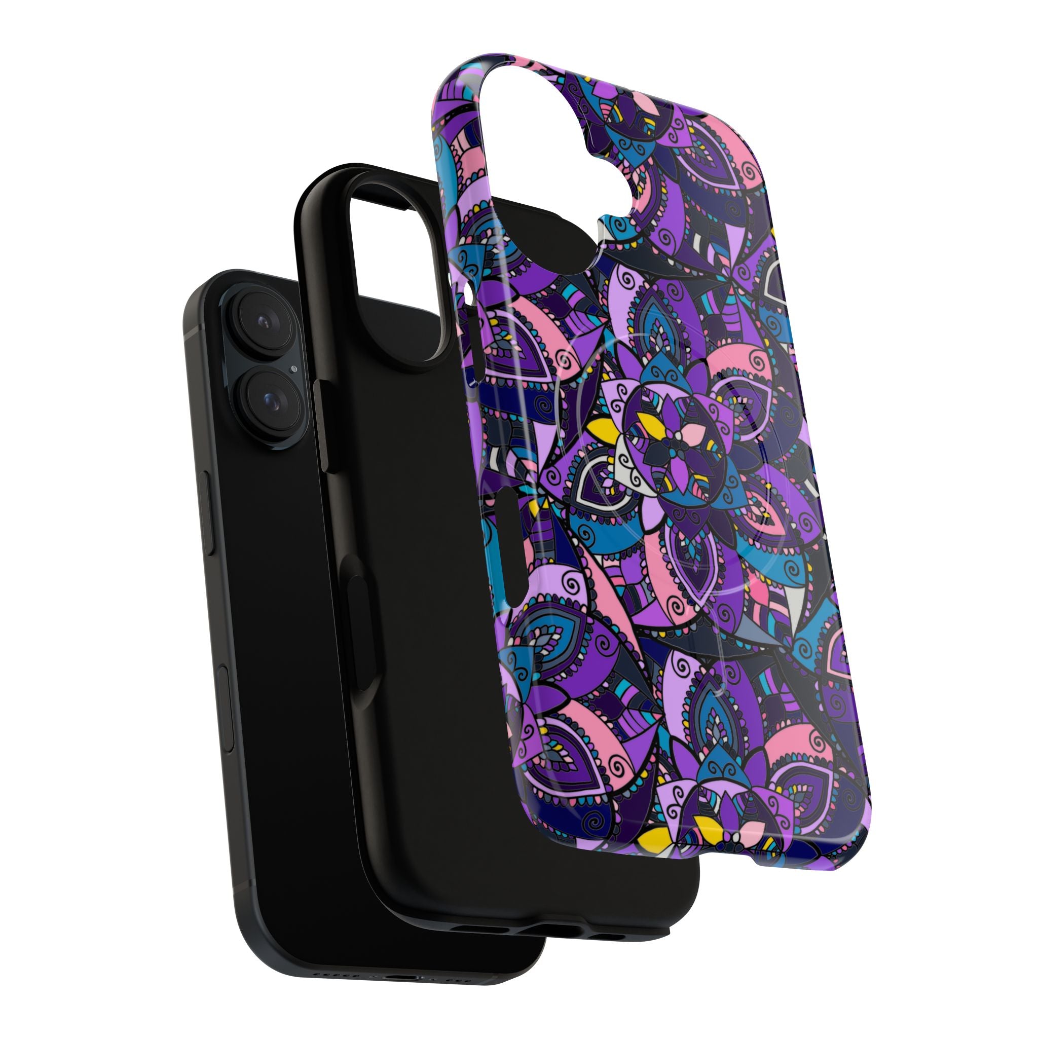 Magnetic Phone Case — Purple Mandala Floral Tough Case