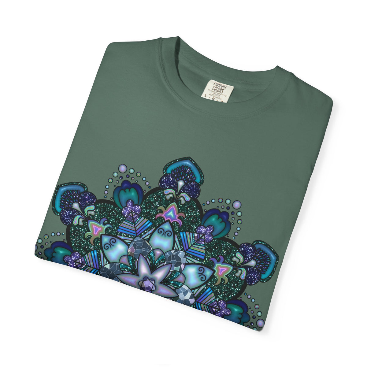 Mandala T-Shirt – Blue Purple Boho Geometric Floral Design