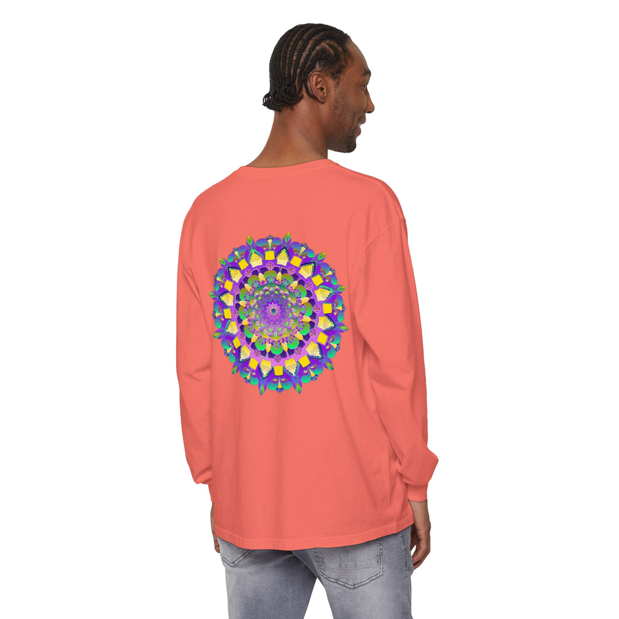 Colorful mandala design long sleeve t-shirt for men and women