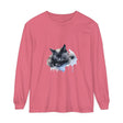 A watercolor illustration of a sleeping cat on a comfortable t-shirt