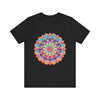 Vibrant and intricate mandala flower design t-shirt with psychedelic art