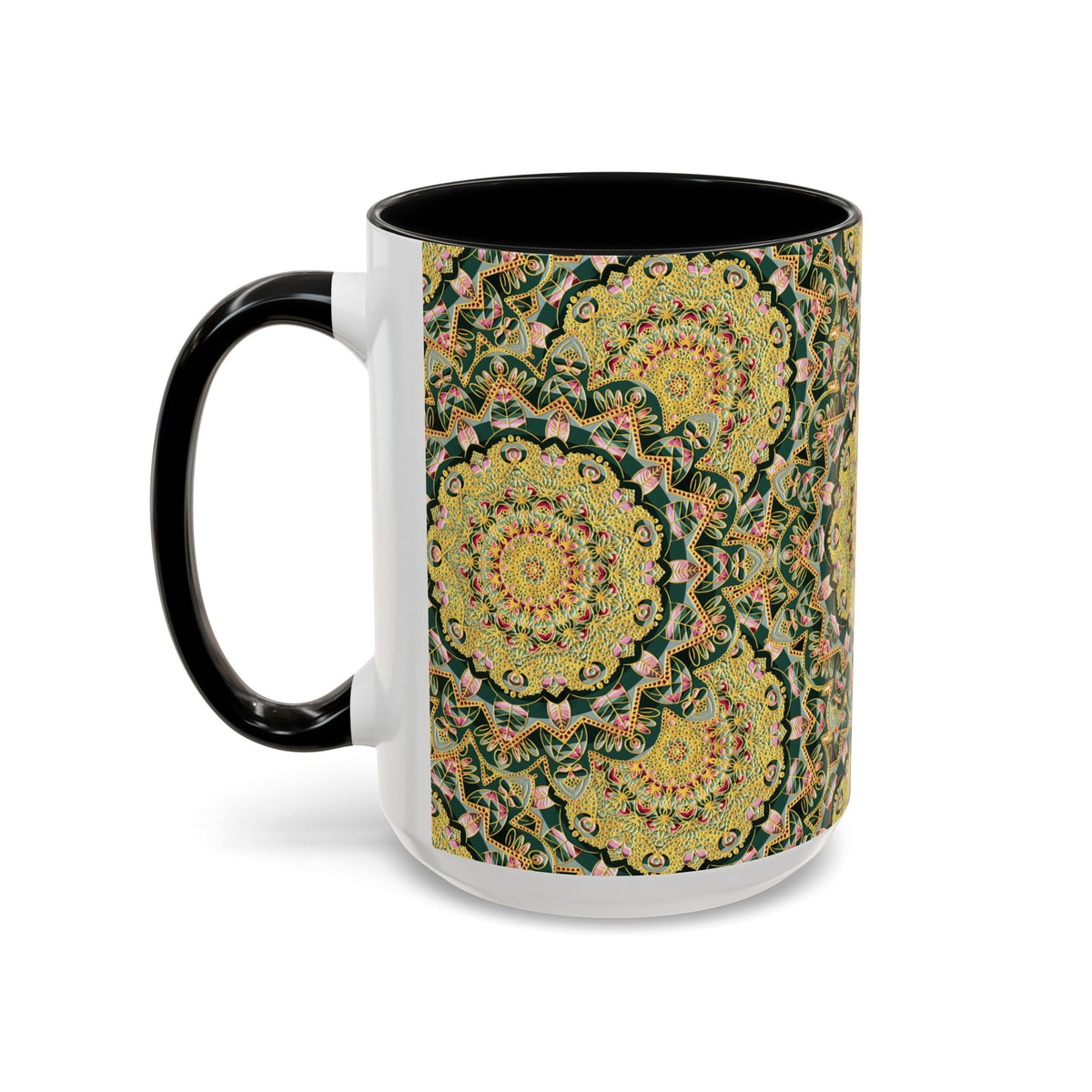 Mandala Floral Coffee Mug – Bohemian Botanical Ceramic Cup
