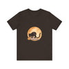 Black Cat & Moon Halloween T-Shirt with Witch Flying on Broom