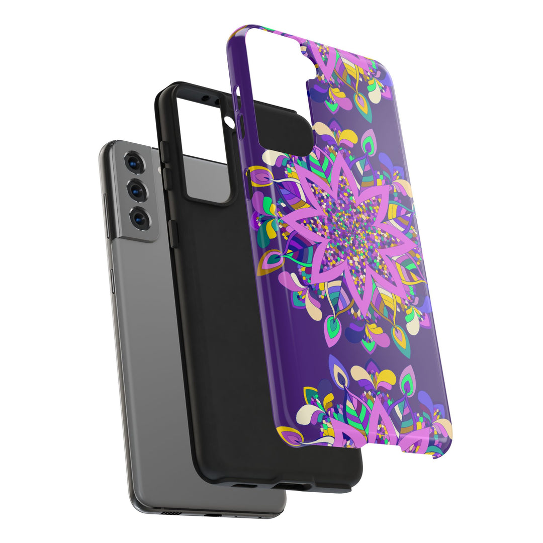 Hand drawn purple Mandala Art iPhone X/XS phone case, featuring intricate and elegant design