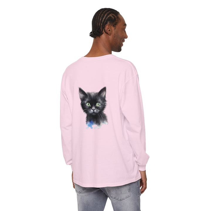 Black Cat Watercolor Unisex T-Shirt with vibrant, hand-painted feline design