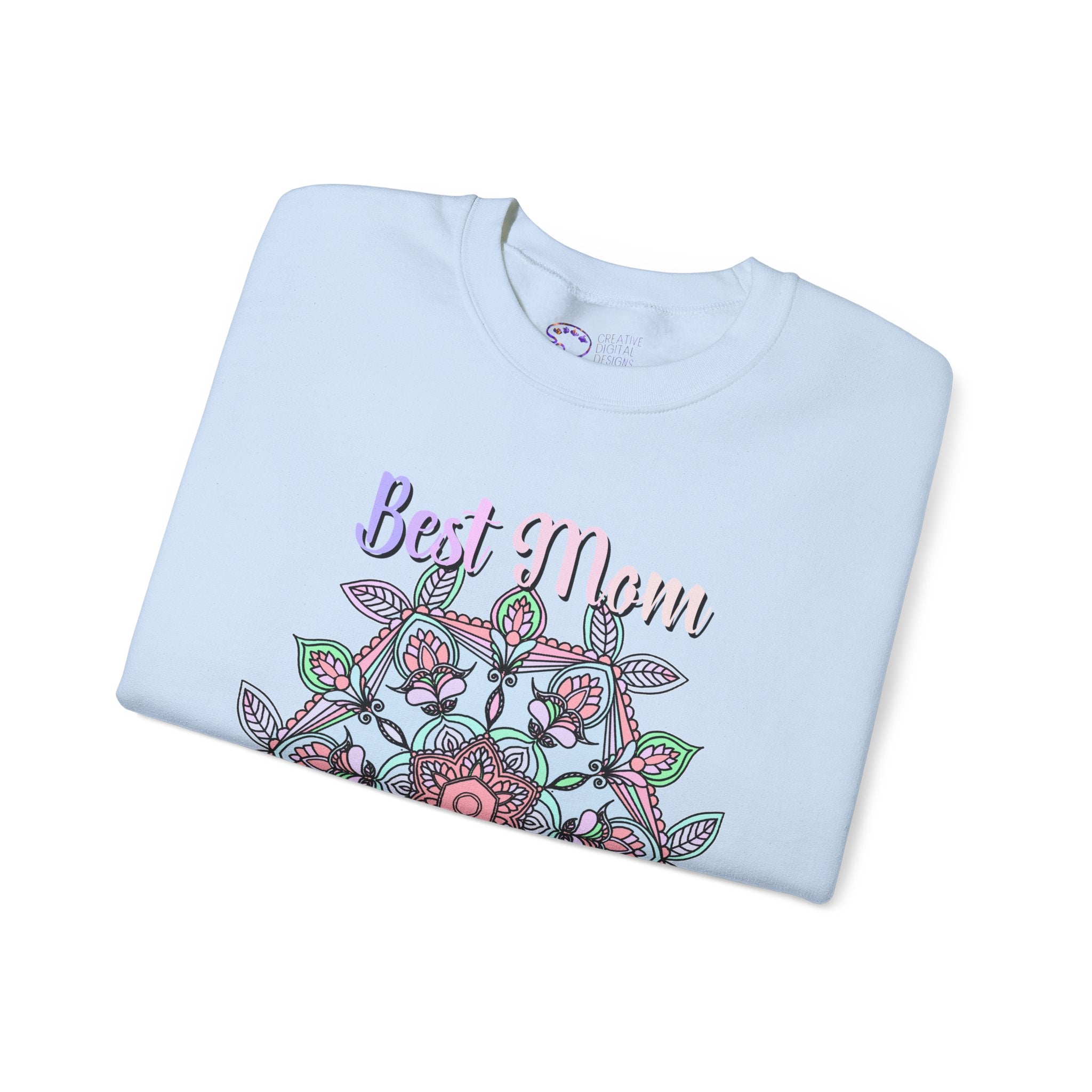 Mandala Art Crewneck Sweatshirt Celebrating Moms in Soft Hues