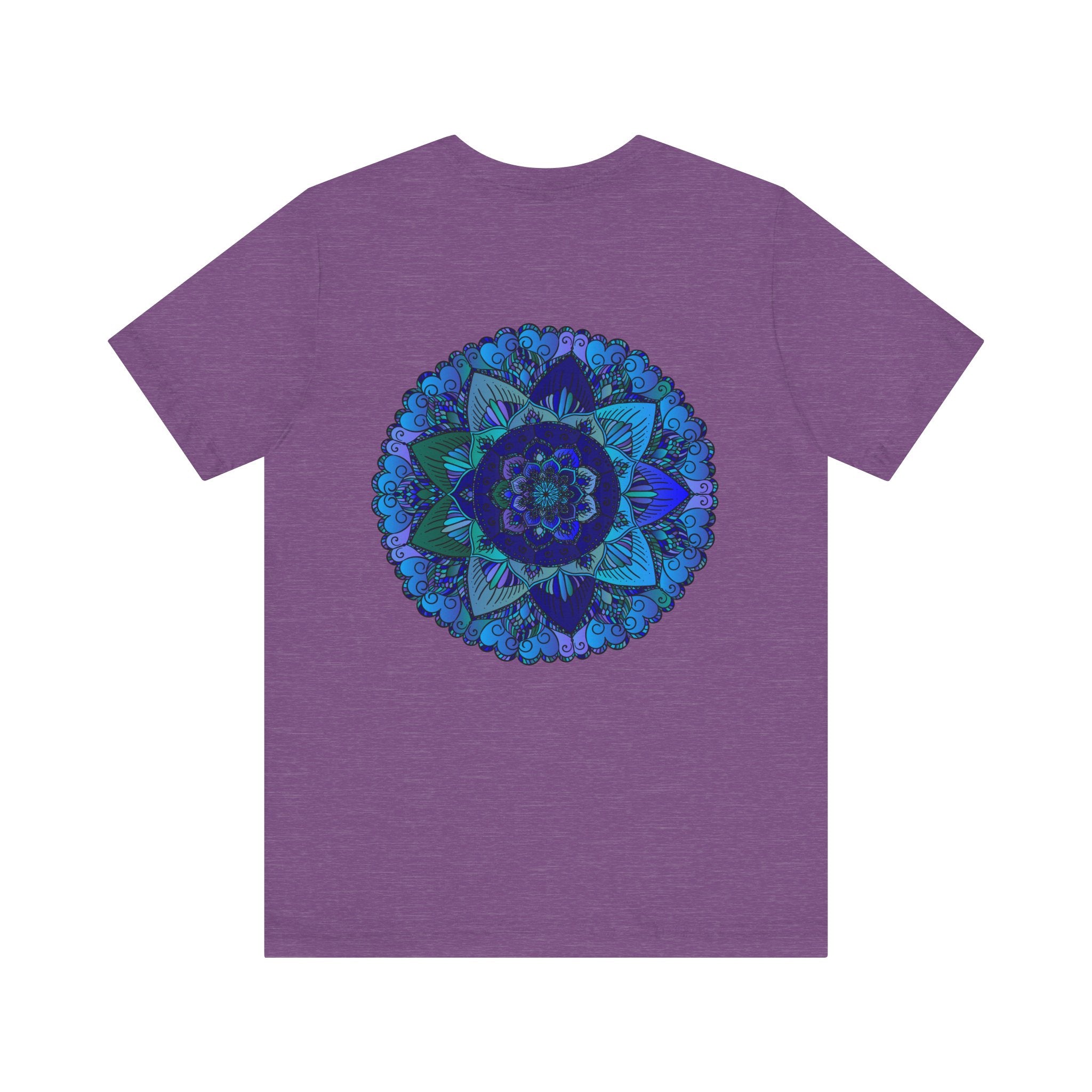 Beautiful blue mandala t-shirt featuring intricate spiritual design for peace and harmony