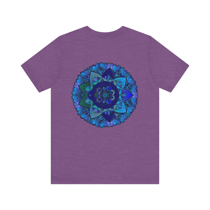 Beautiful blue mandala t-shirt featuring intricate spiritual design for peace and harmony