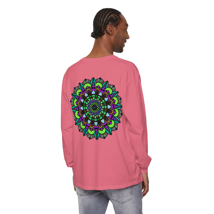 Colorful and intricate Psychedelic Mandala design on Unisex Long Sleeve T-Shirt