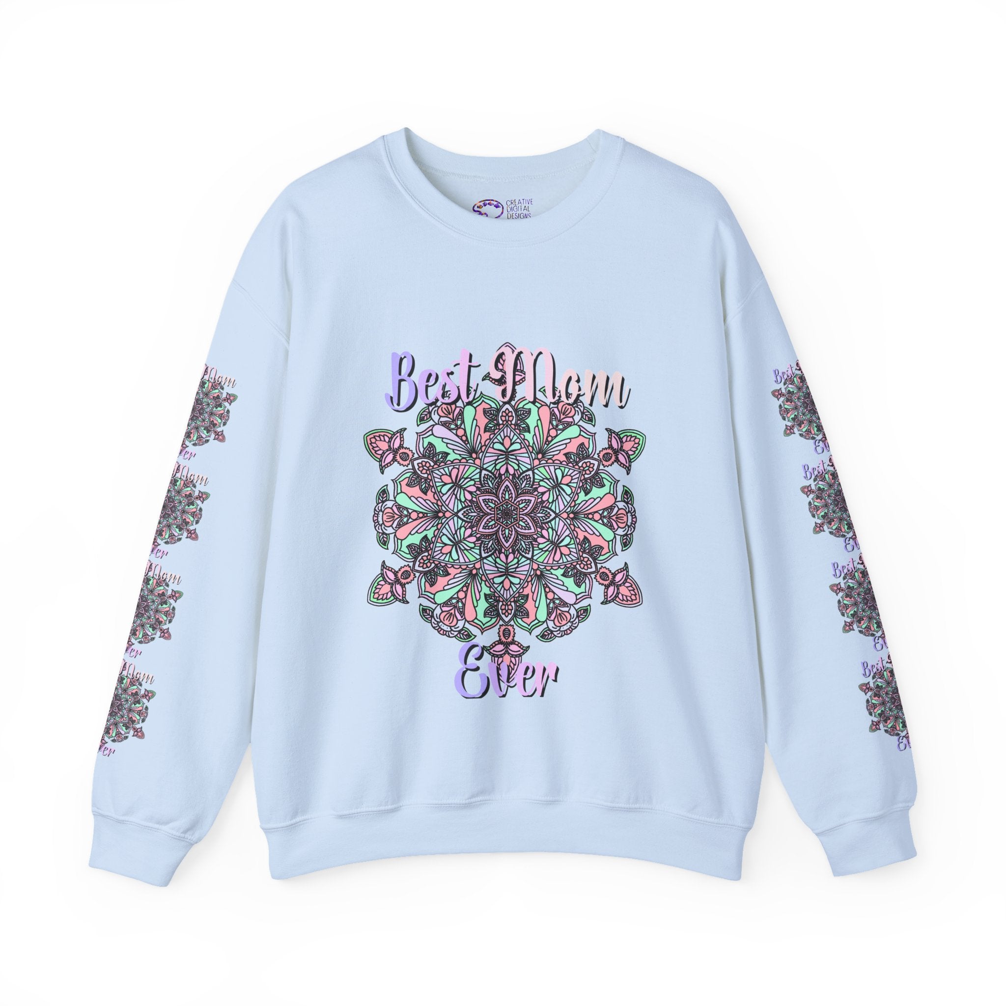 Mandala Design Sweatshirt in Soft Pink and Lavender for Moms