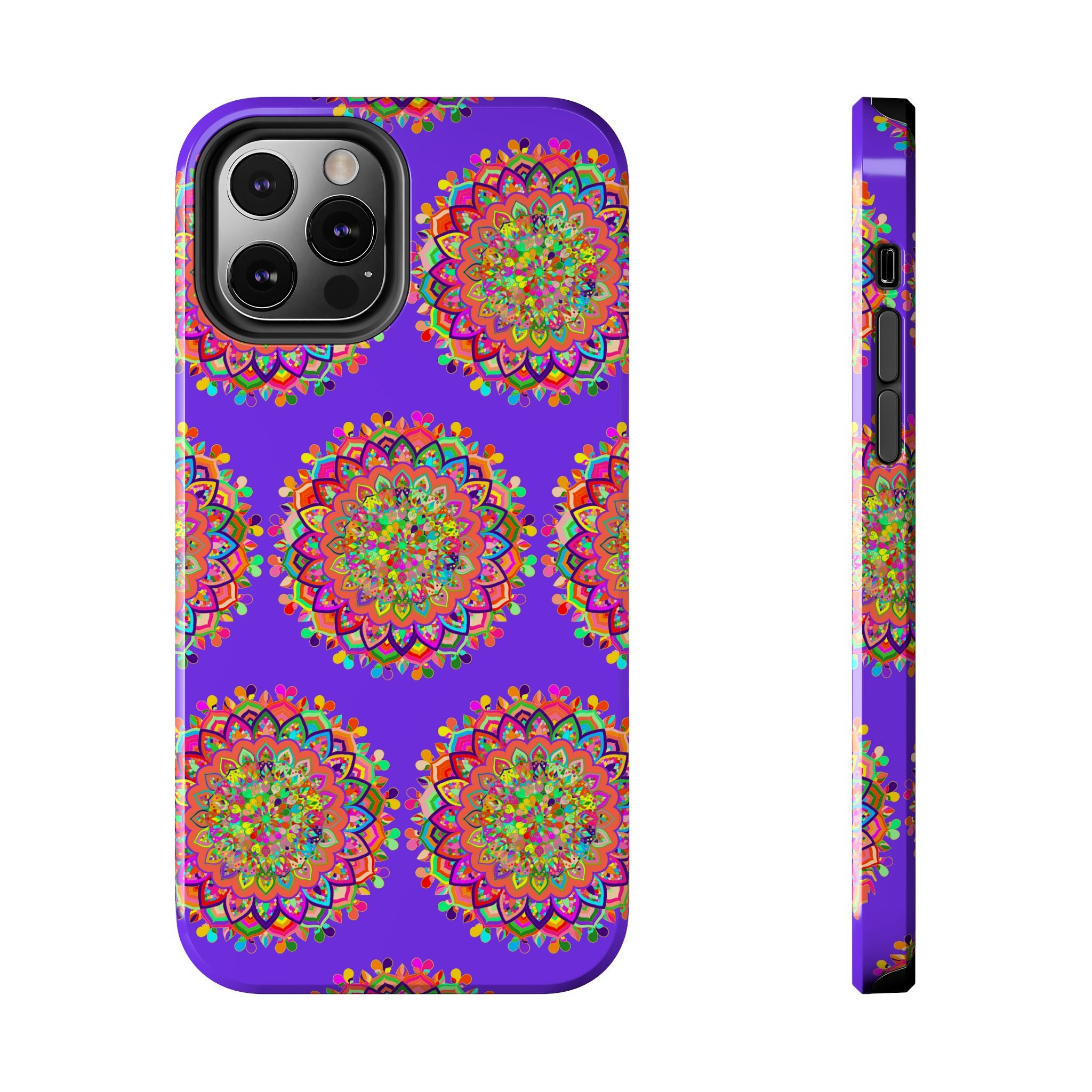 Hand drawn small purple mandala art phone case designed for iPhone X and XS