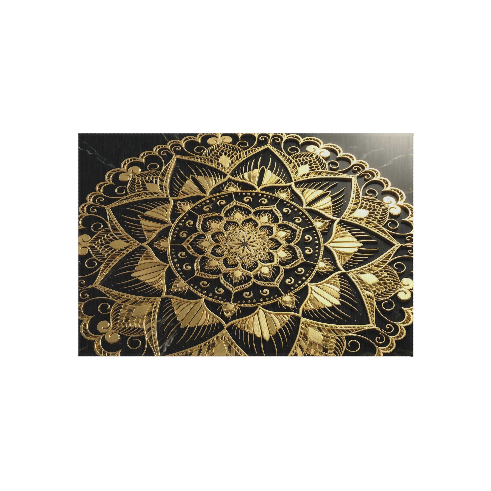 Gold Mandala Outdoor Rug — Boho Patio Mat for Porch, Deck & Garden