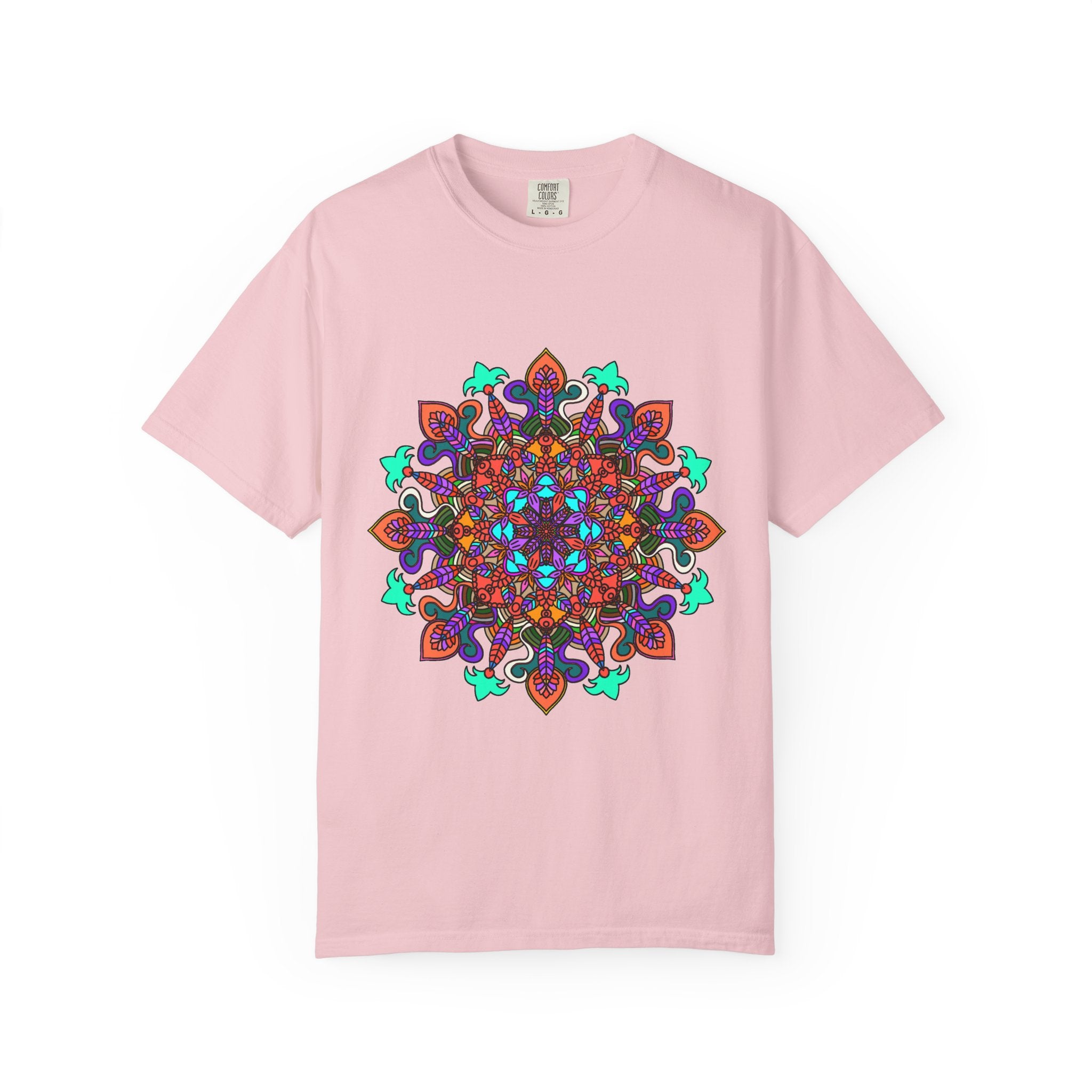 T-shirt con disegno mandala fatto a mano - 100% cotone