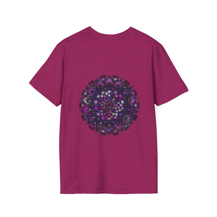 Softstyle purple mandala art unisex t-shirt with intricate hand-drawn design