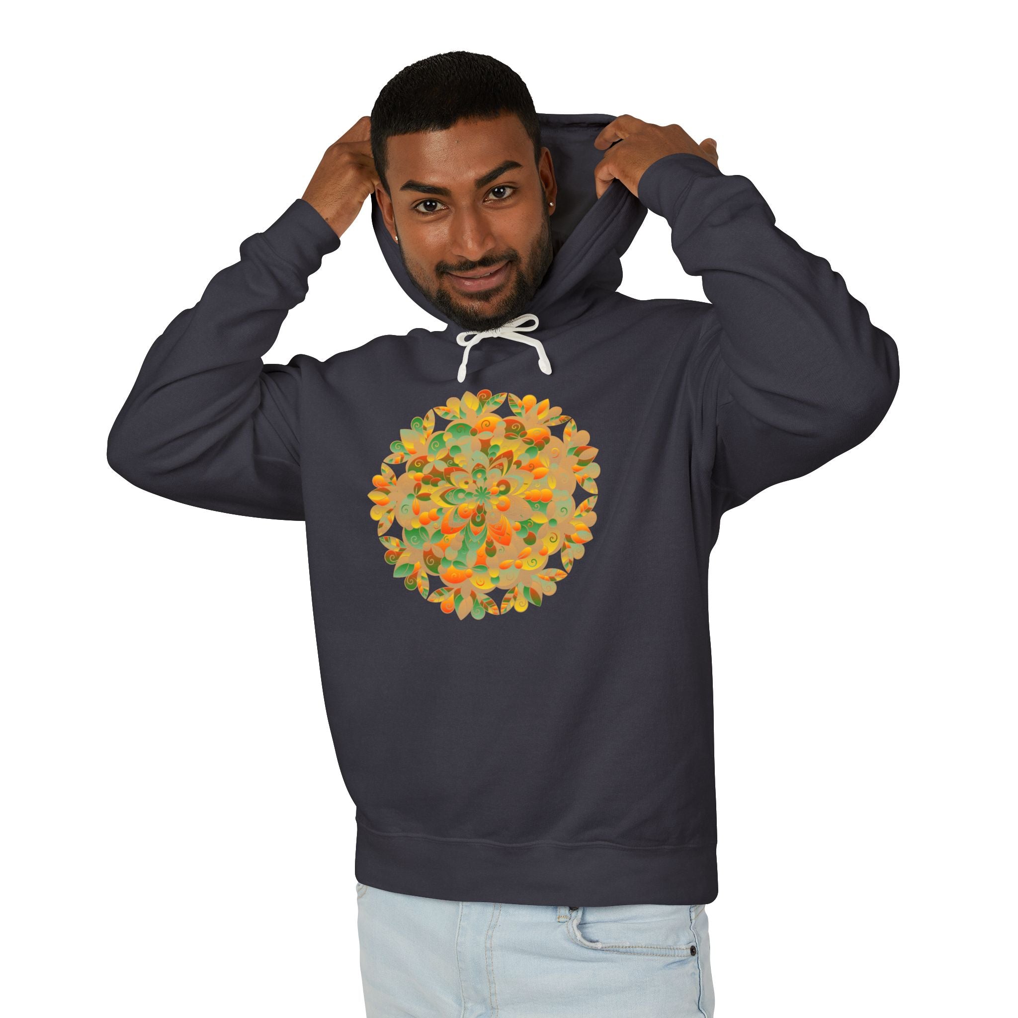 Vibrant Floral Mandala Unisex Lightweight Hoodie