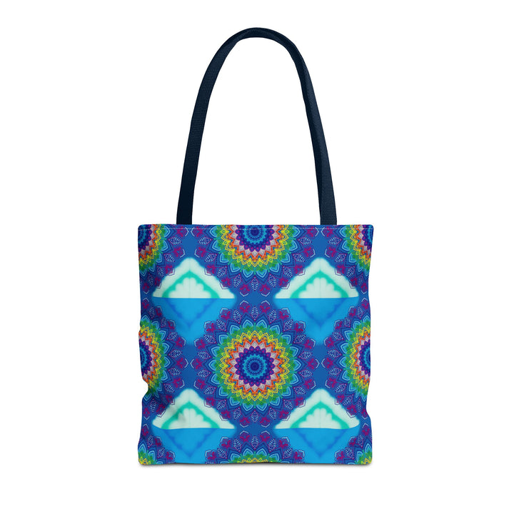 Beautiful and vibrant mandala-inspired tote bag with colorful and intricate design