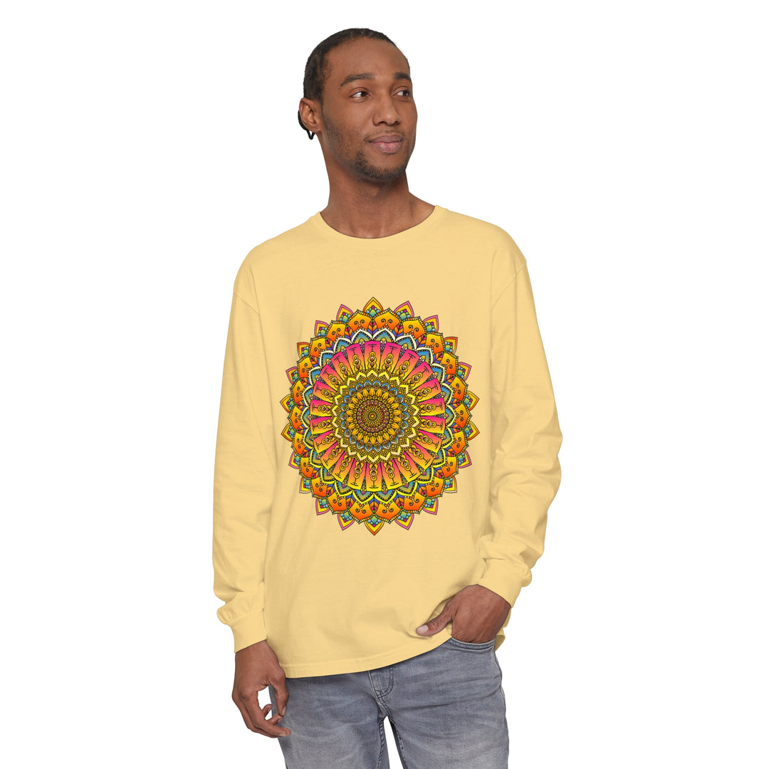 Colorful and intricate mandala design long sleeve t-shirt for all genders