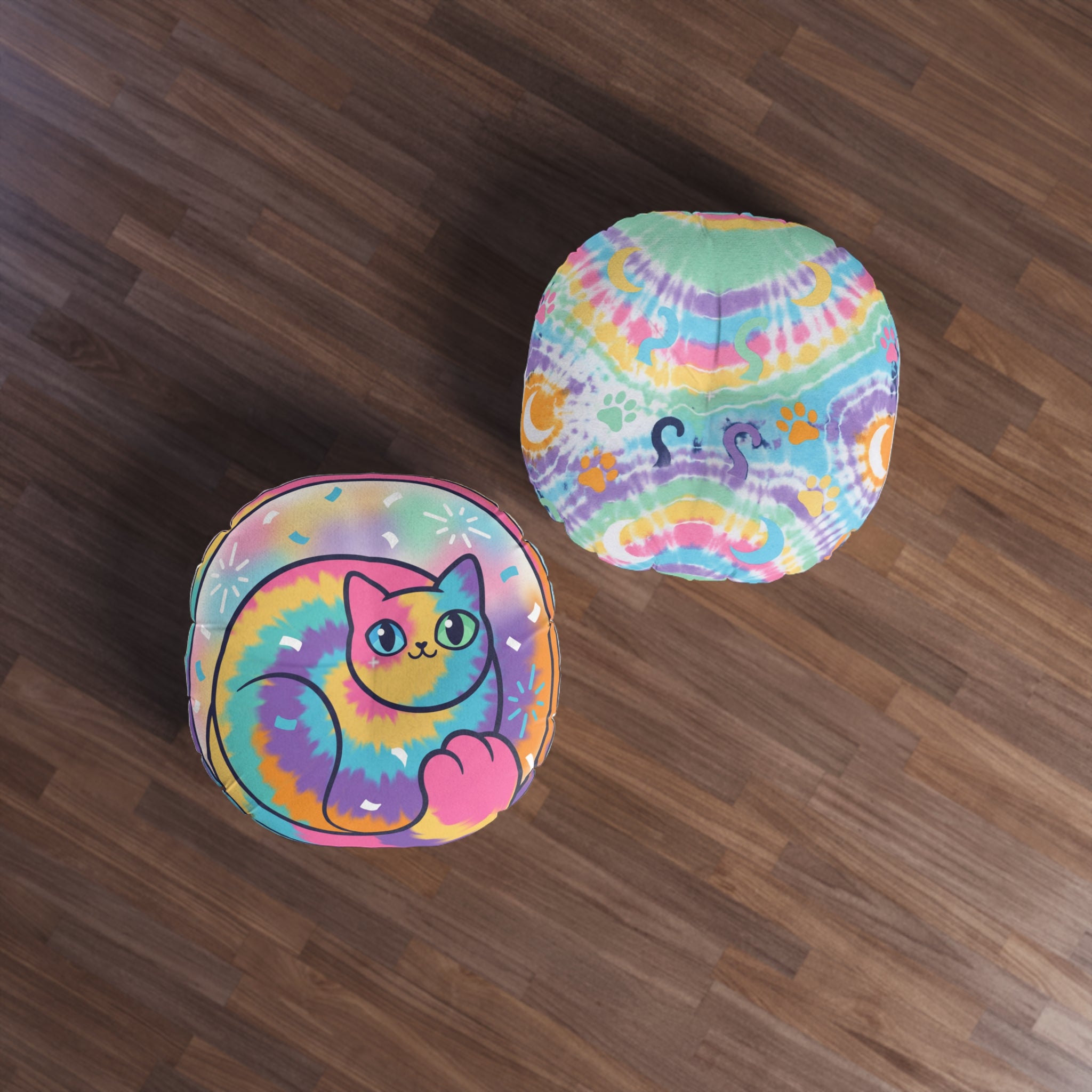 Tie-Dye Cozy Cat Floor Pillow — New Year Whisker Hug