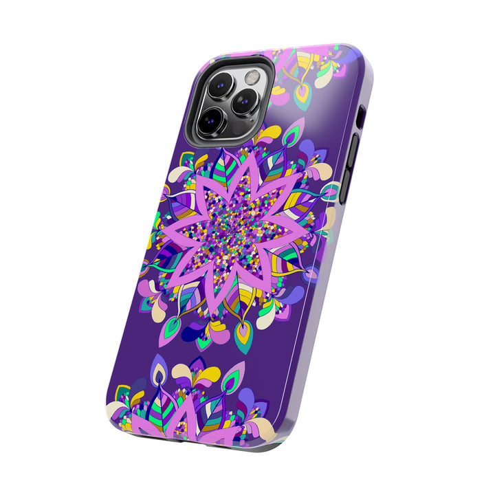 Hand-drawn purple Mandala Art phone case designed for iPhone X/XS