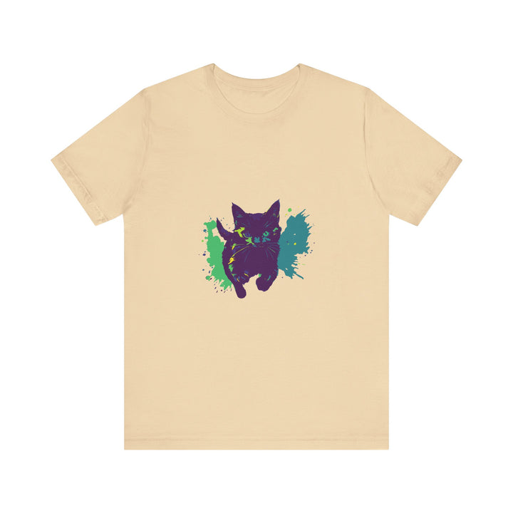 Black Cat Mystery - Colorful Splash T-Shirt with Vibrant and Eye-Catching Design