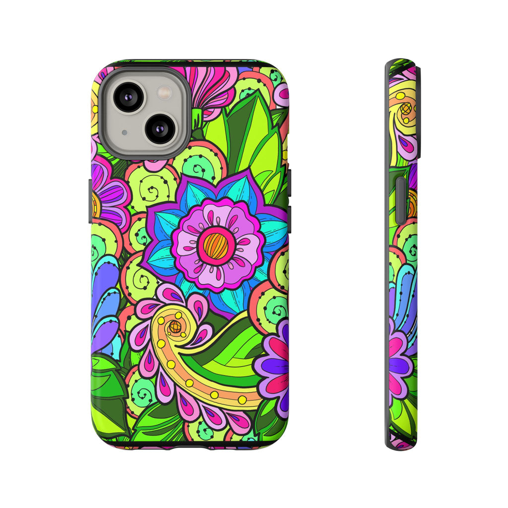 Floral Fantasy iPhone and Google Pixel Case in Bright Green Palette