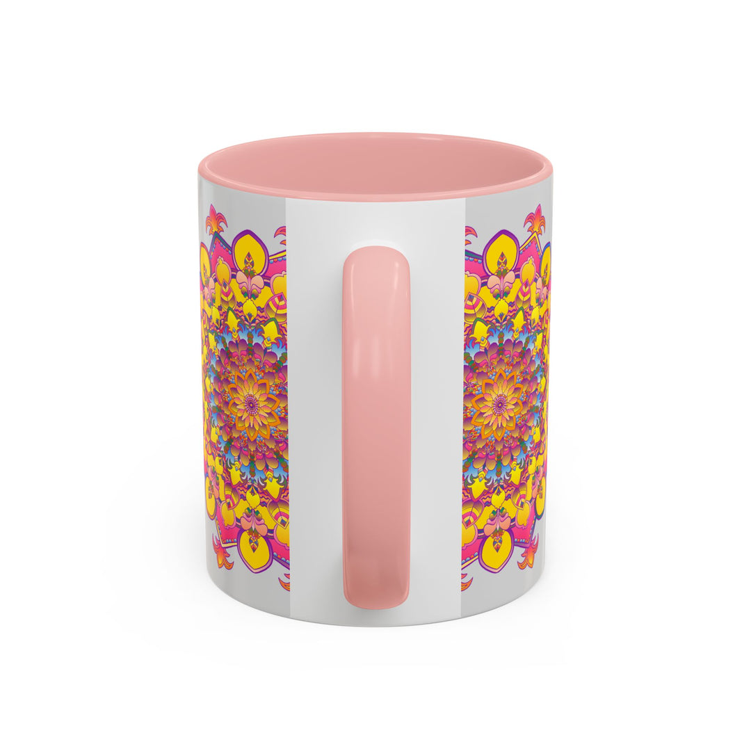 Colorful mandala art mug featuring intricate designs for peaceful meditation and relaxation