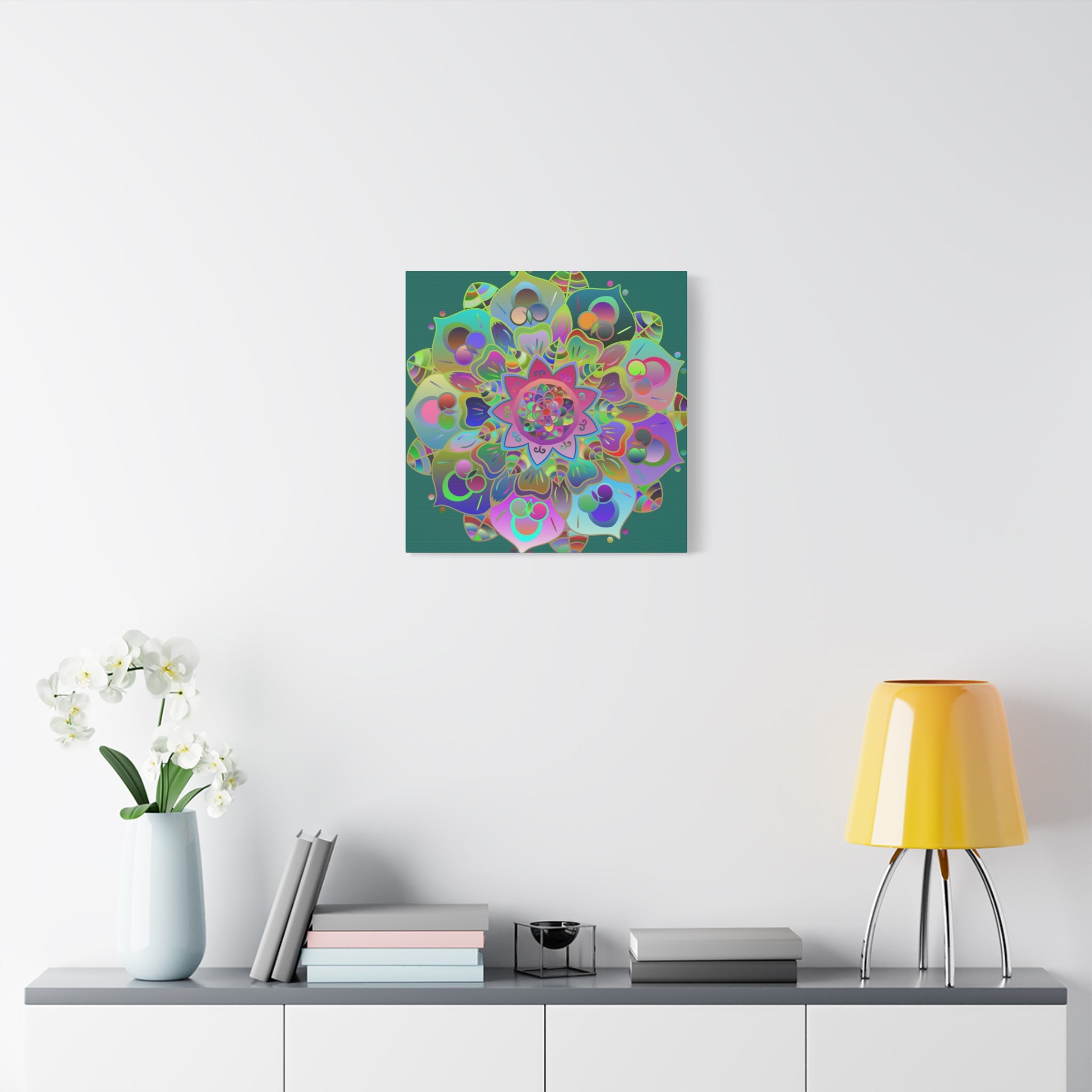 Vibrant Mandala Matte Canvas Wall Art — Colorful Boho Stretched Canvas
