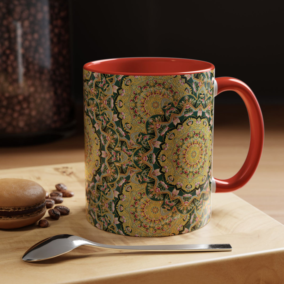 Mandala Floral Coffee Mug – Bohemian Botanical Ceramic Cup