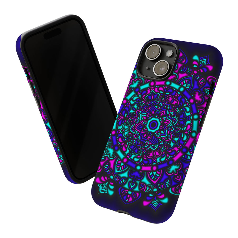 Mandala Neon Handyhülle – Lila & Türkise Robuste Schutzhülle