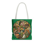 Boho Mandala Tote Bag — Green Floral Pattern AOP Shopper