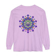 Colorful and intricate mandala design on a unisex long sleeve t-shirt