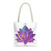 Colorful mandala lotus tote bag with vibrant floral pattern and spacious design for carrying essentials in style