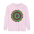 Colorful Mandala Unisex Long Sleeve T-Shirt in various sizes and colors