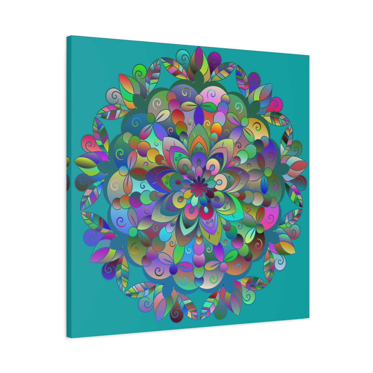 Colorful Floral Mandala Matte Canvas Wall Art — Stretched 1.25"