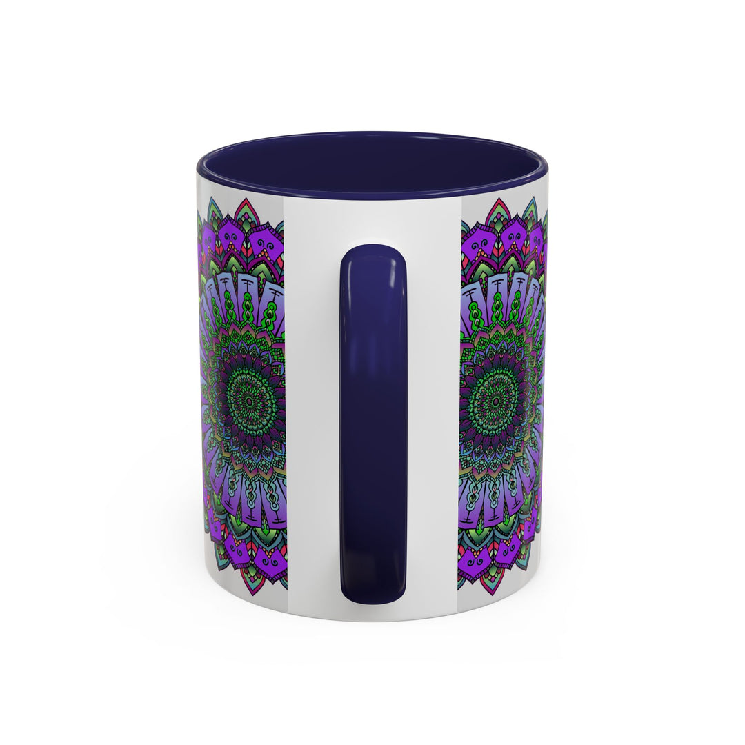 Colorful ceramic mug with intricate mandala design, perfect for spiritual art enthusiasts