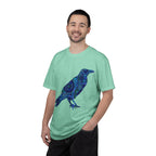 Maglietta con stampa corvo mandala blu — Maglietta grafica con corvo Inner Protection