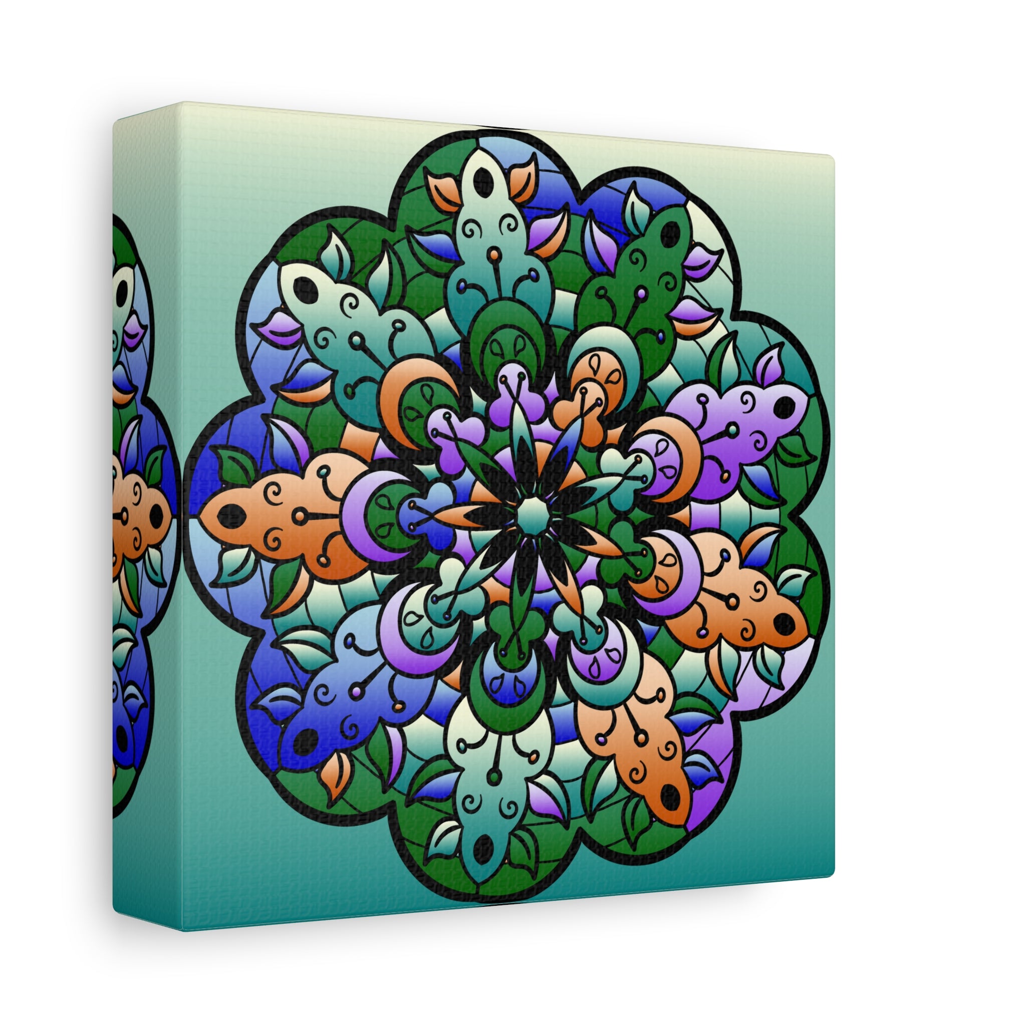 Stampa su tela opaca Mandala floreale — Arte da parete colorata su telaio