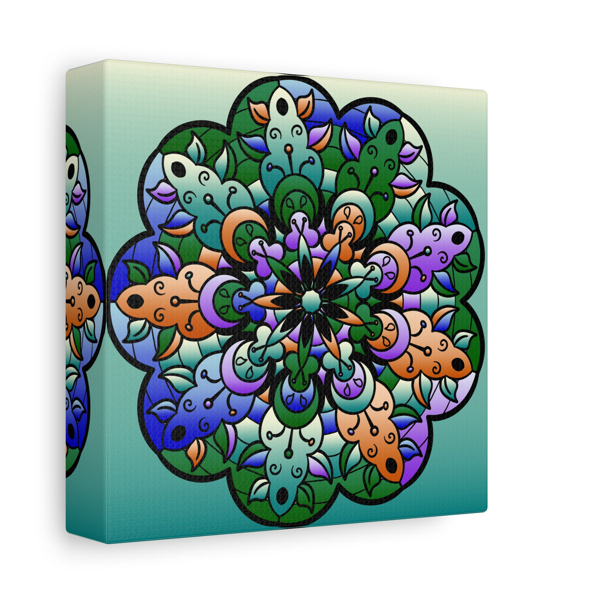 Floral Mandala Matte Canvas Print — Colorful Stretched Wall Art