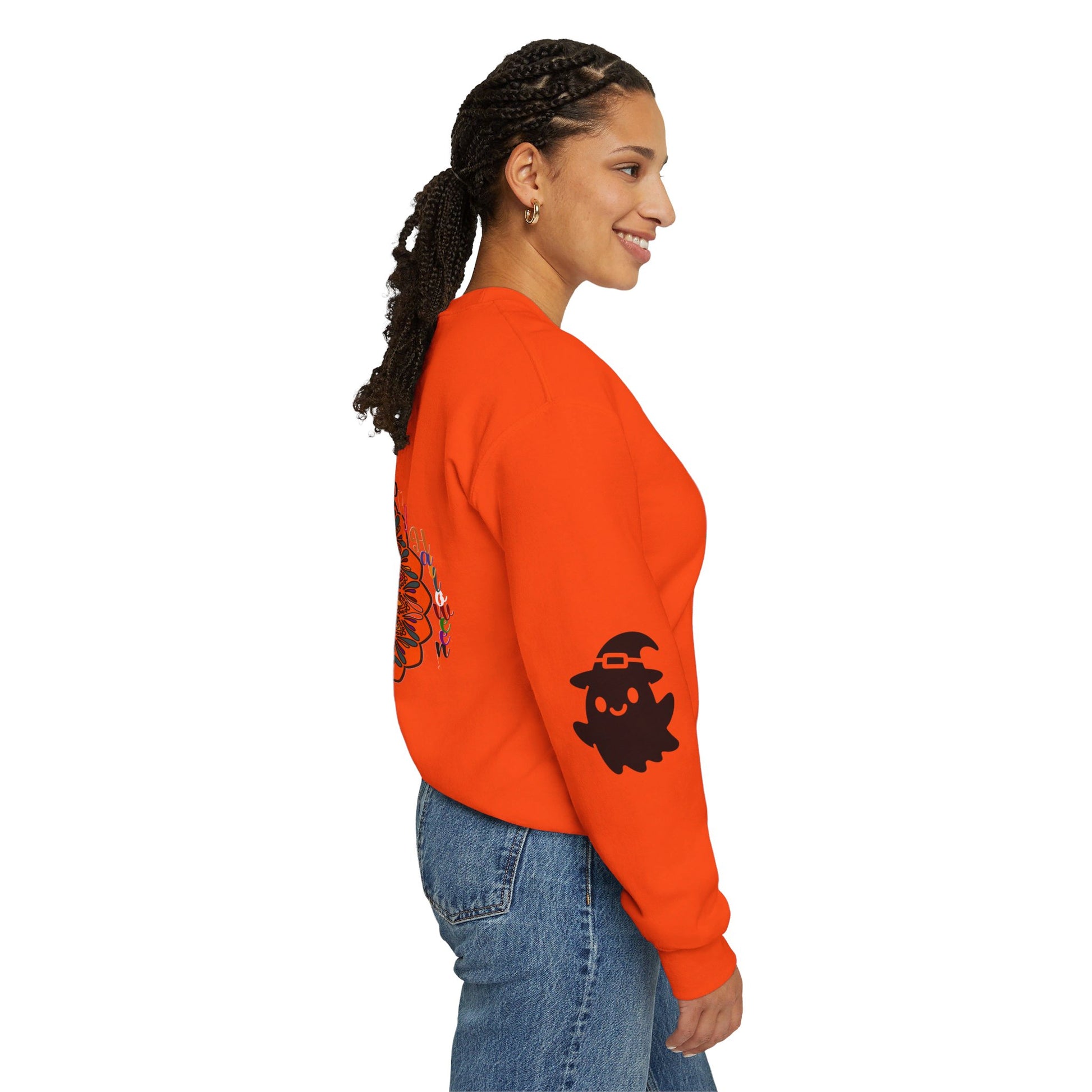 Unisex heavy blend crewneck sweatshirt featuring adorable Halloween ghosts design